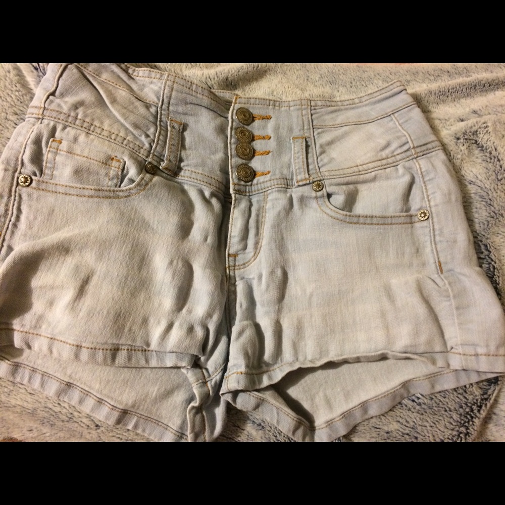 High waisted jean shorts